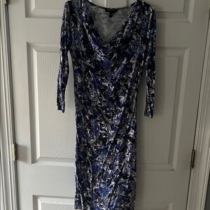 Elegant Blue and Black Maternity Dress